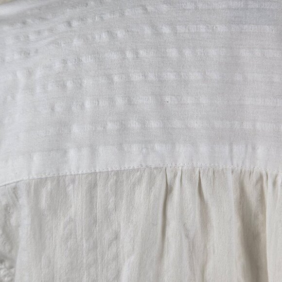 Style & Co Size Small White Cotton Tunic Embroidered Floral Roll Tab Sleeves - Picture 9 of 12